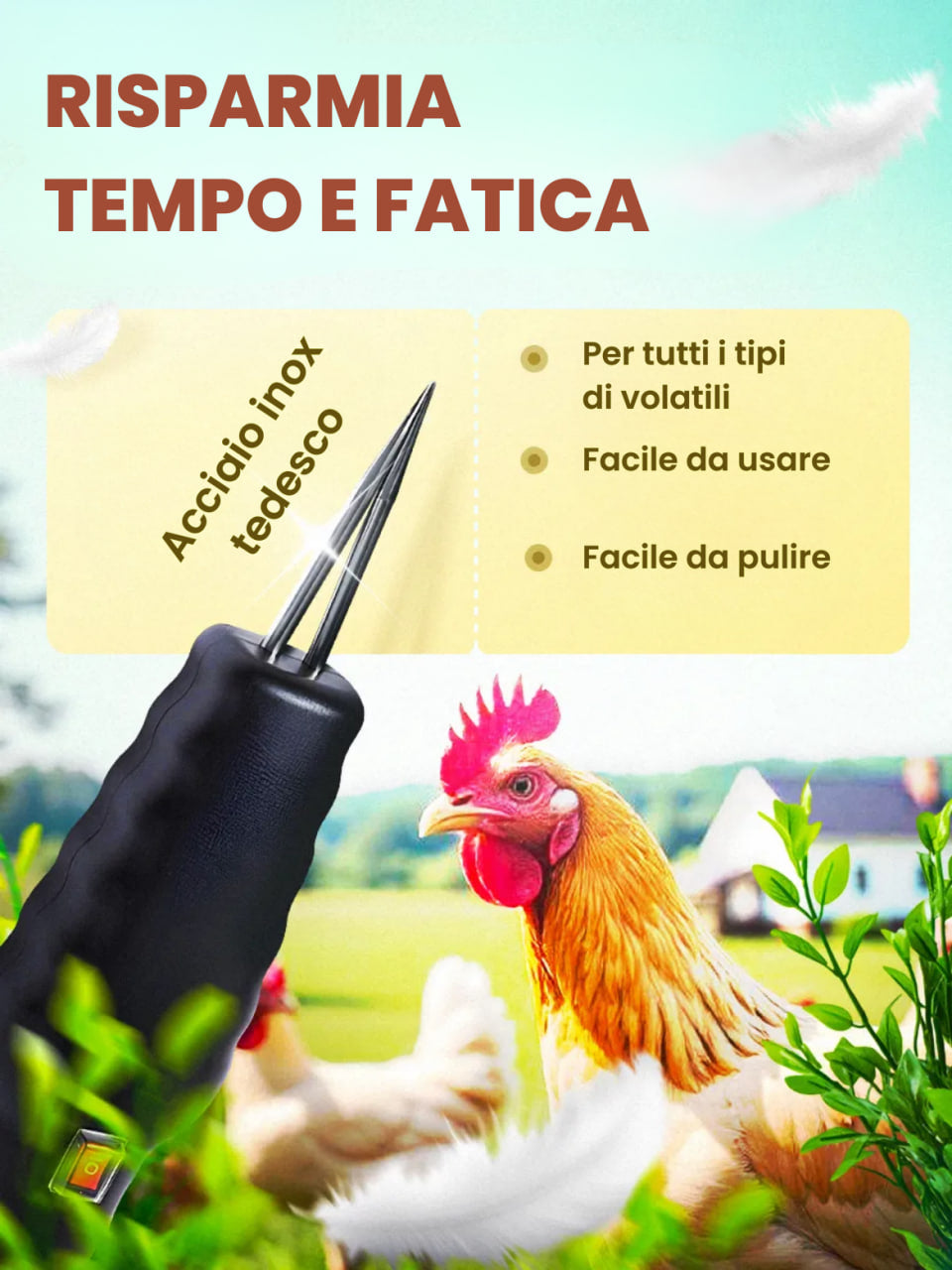 (SCONTO DEL 30%) 🇮🇹 Macchina per la rimozione delle piume di pollame ad alta potenza, portatile con caricatore rapido