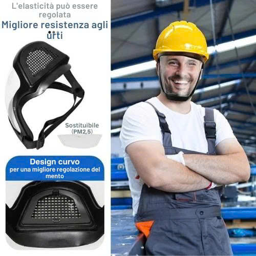 (SCONTO DEL 30%) La visiera protegge il viso dalle polveri sottili e dalla nebbia