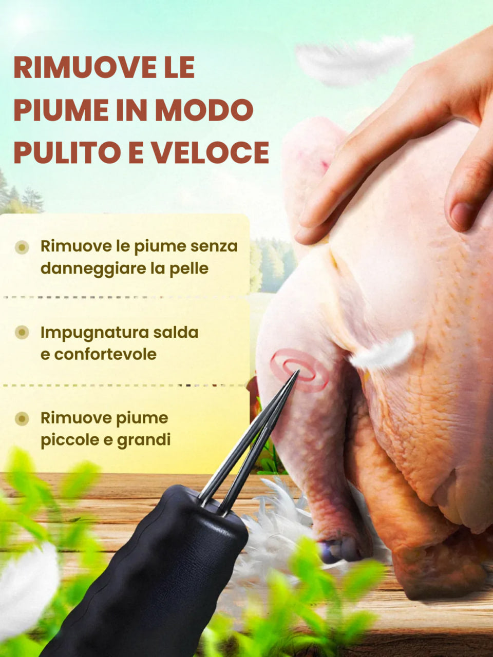 (SCONTO DEL 30%) 🇮🇹 Macchina per la rimozione delle piume di pollame ad alta potenza, portatile con caricatore rapido
